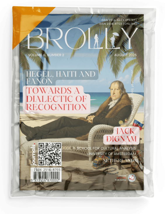 cover, latest issue, Brolly Journal of Social Sciences, magazine wrapped in plastic